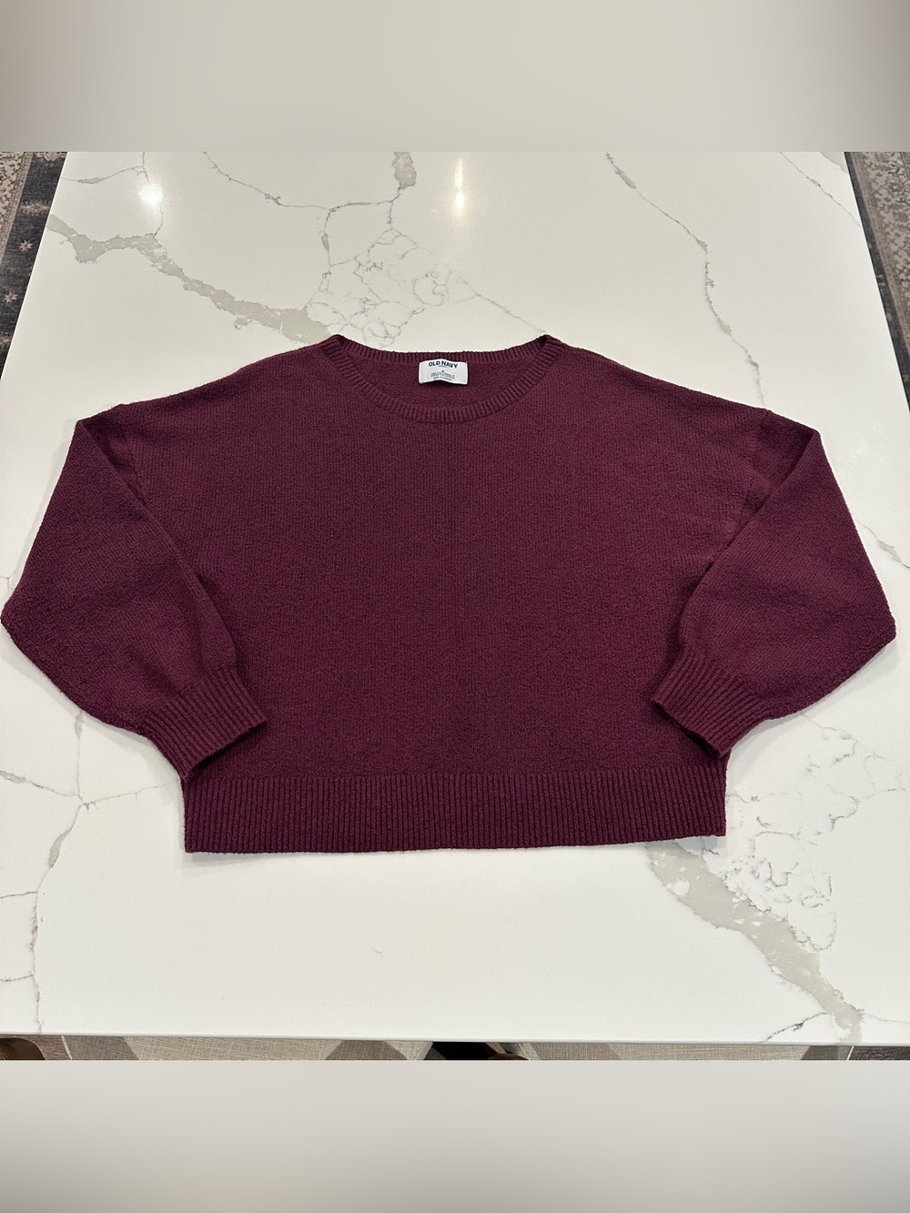 Old Navy SoSoft Drop Shoulder Sweater Womens M Cherry Bark Burgundy Crew Neck